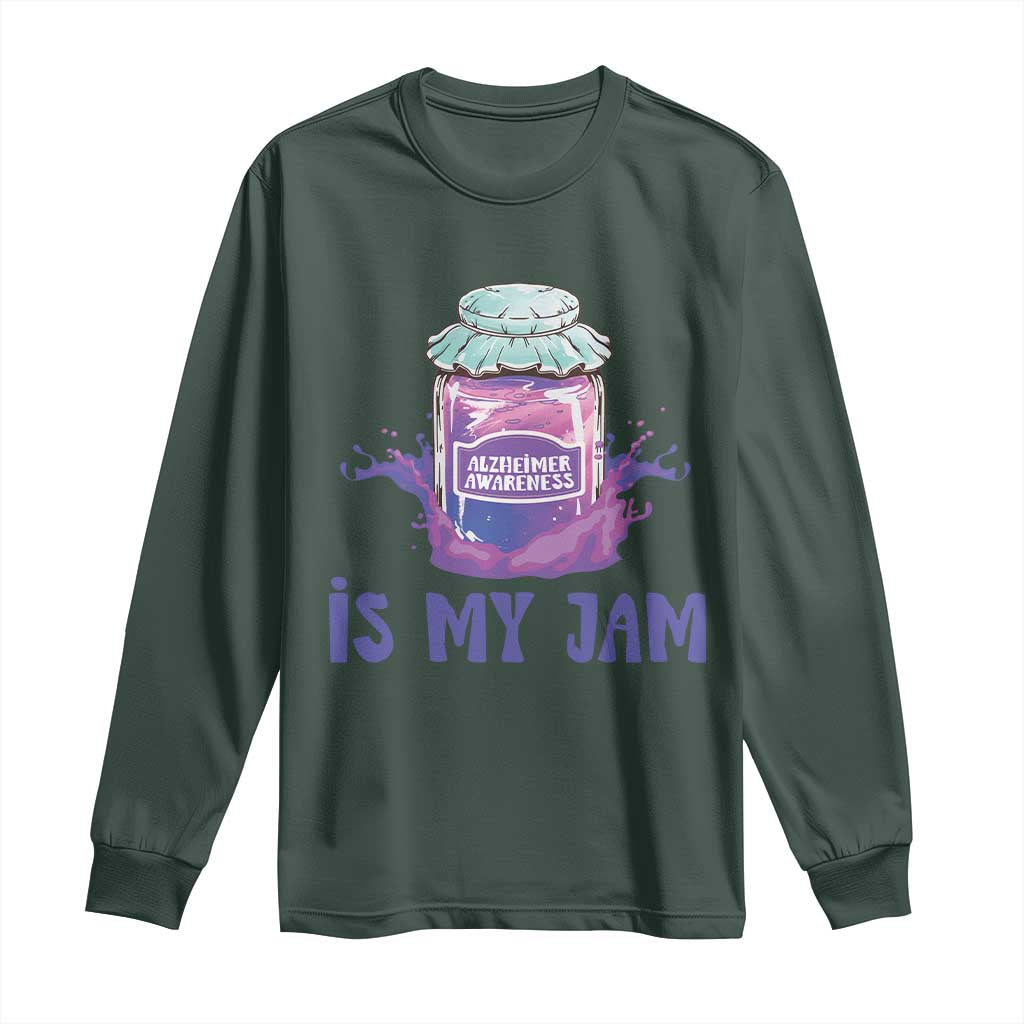 Alzheimer Is My Jam Long Sleeve Shirt Alzheimer Support Funny Saying Quotes Grape Jar