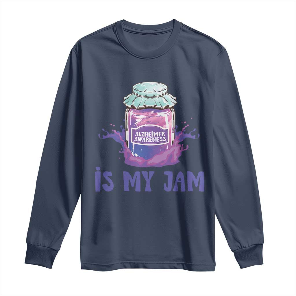 Alzheimer Is My Jam Long Sleeve Shirt Alzheimer Support Funny Saying Quotes Grape Jar