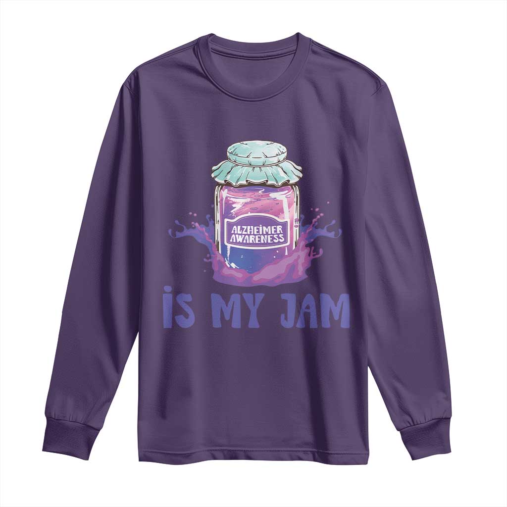 Alzheimer Is My Jam Long Sleeve Shirt Alzheimer Support Funny Saying Quotes Grape Jar
