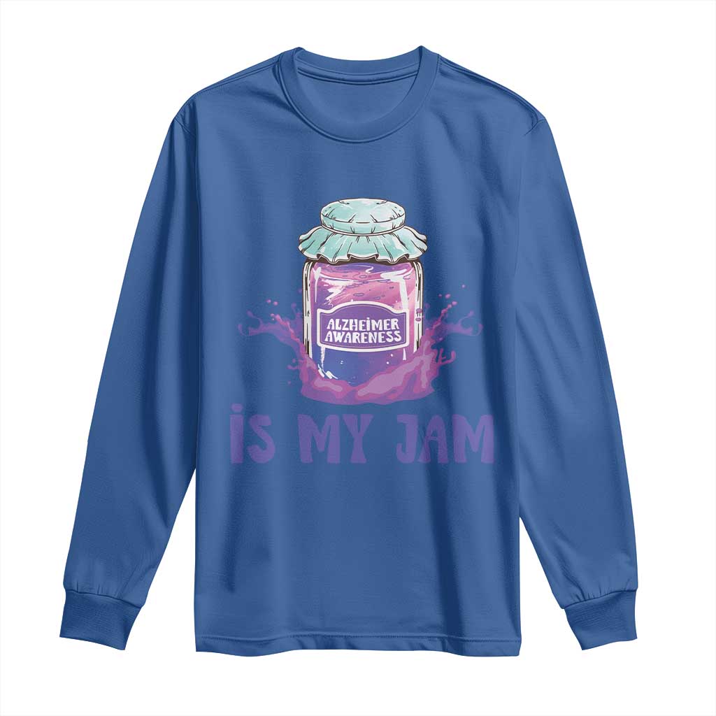 Alzheimer Is My Jam Long Sleeve Shirt Alzheimer Support Funny Saying Quotes Grape Jar