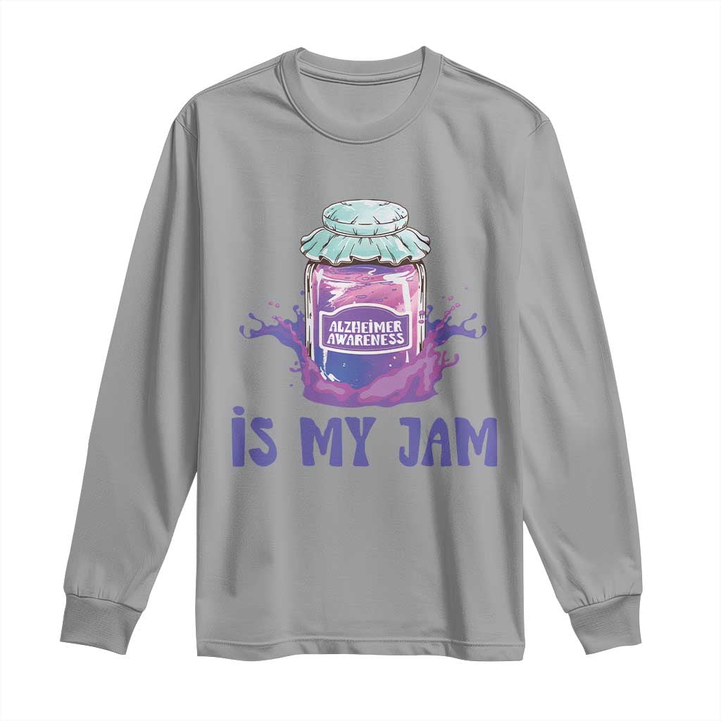 Alzheimer Is My Jam Long Sleeve Shirt Alzheimer Support Funny Saying Quotes Grape Jar