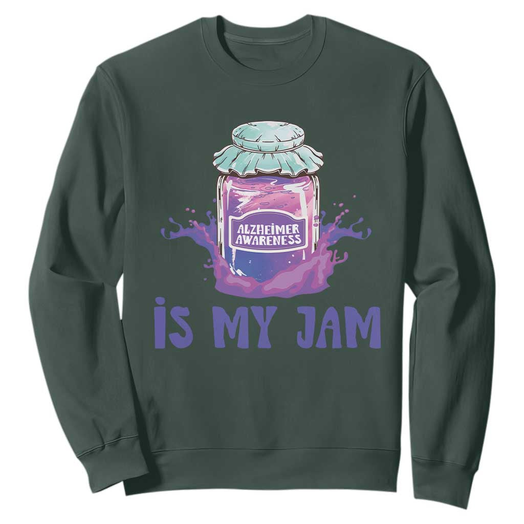 Alzheimer Is My Jam Sweatshirt Alzheimer Support Funny Saying Quotes Grape Jar