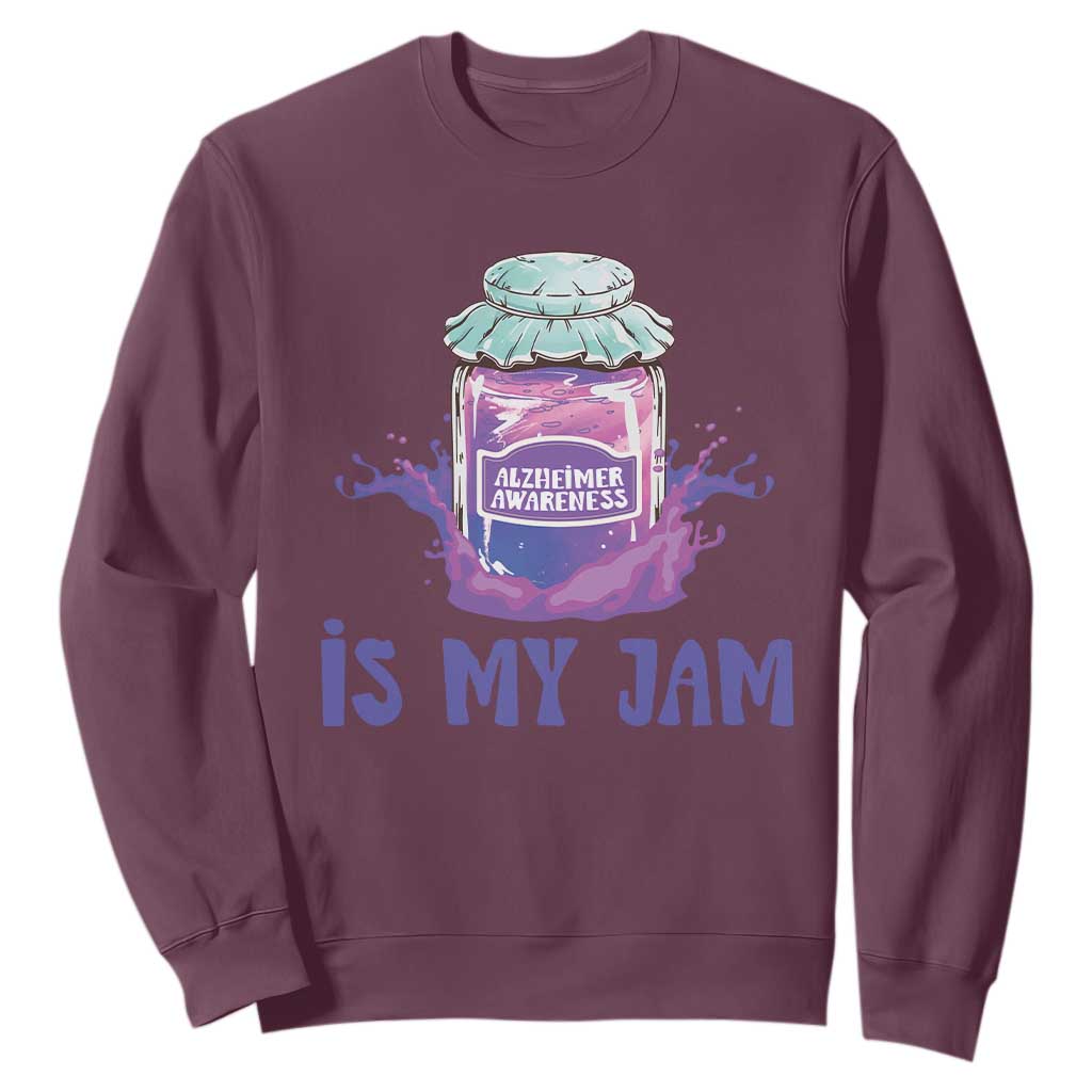Alzheimer Is My Jam Sweatshirt Alzheimer Support Funny Saying Quotes Grape Jar