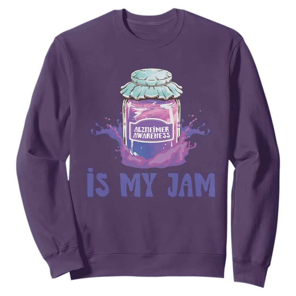 Alzheimer Is My Jam Sweatshirt Alzheimer Support Funny Saying Quotes Grape Jar
