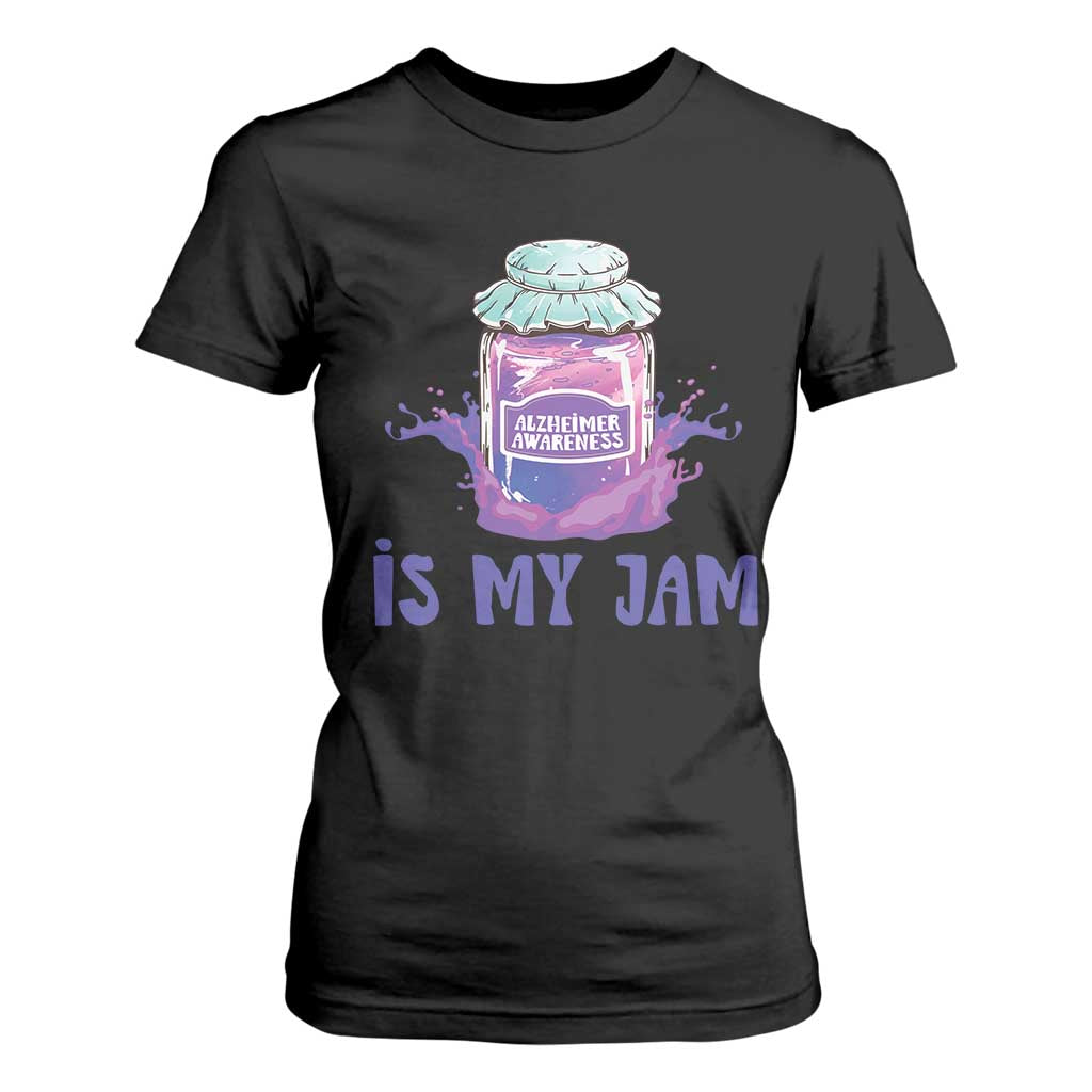 Alzheimer Is My Jam T Shirt For Women Alzheimer Support Funny Saying Quotes Grape Jar