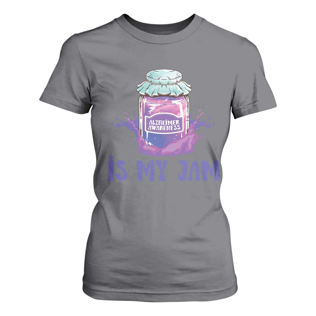 Alzheimer Is My Jam T Shirt For Women Alzheimer Support Funny Saying Quotes Grape Jar