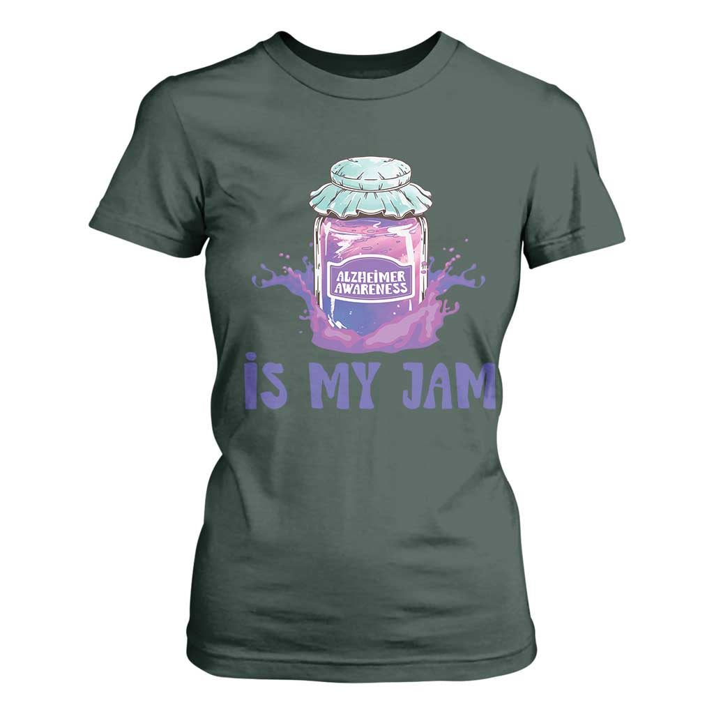 Alzheimer Is My Jam T Shirt For Women Alzheimer Support Funny Saying Quotes Grape Jar