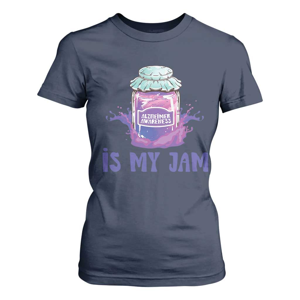 Alzheimer Is My Jam T Shirt For Women Alzheimer Support Funny Saying Quotes Grape Jar