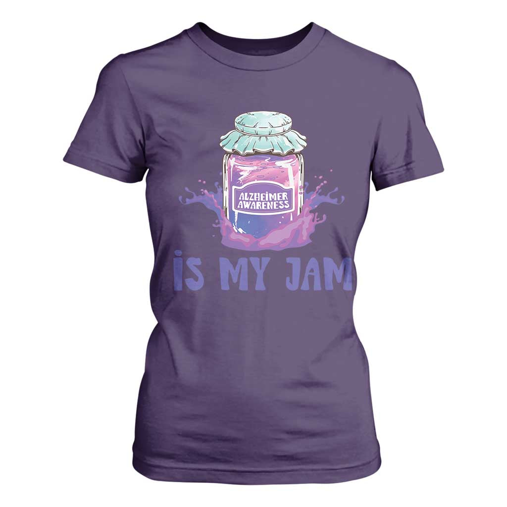 Alzheimer Is My Jam T Shirt For Women Alzheimer Support Funny Saying Quotes Grape Jar