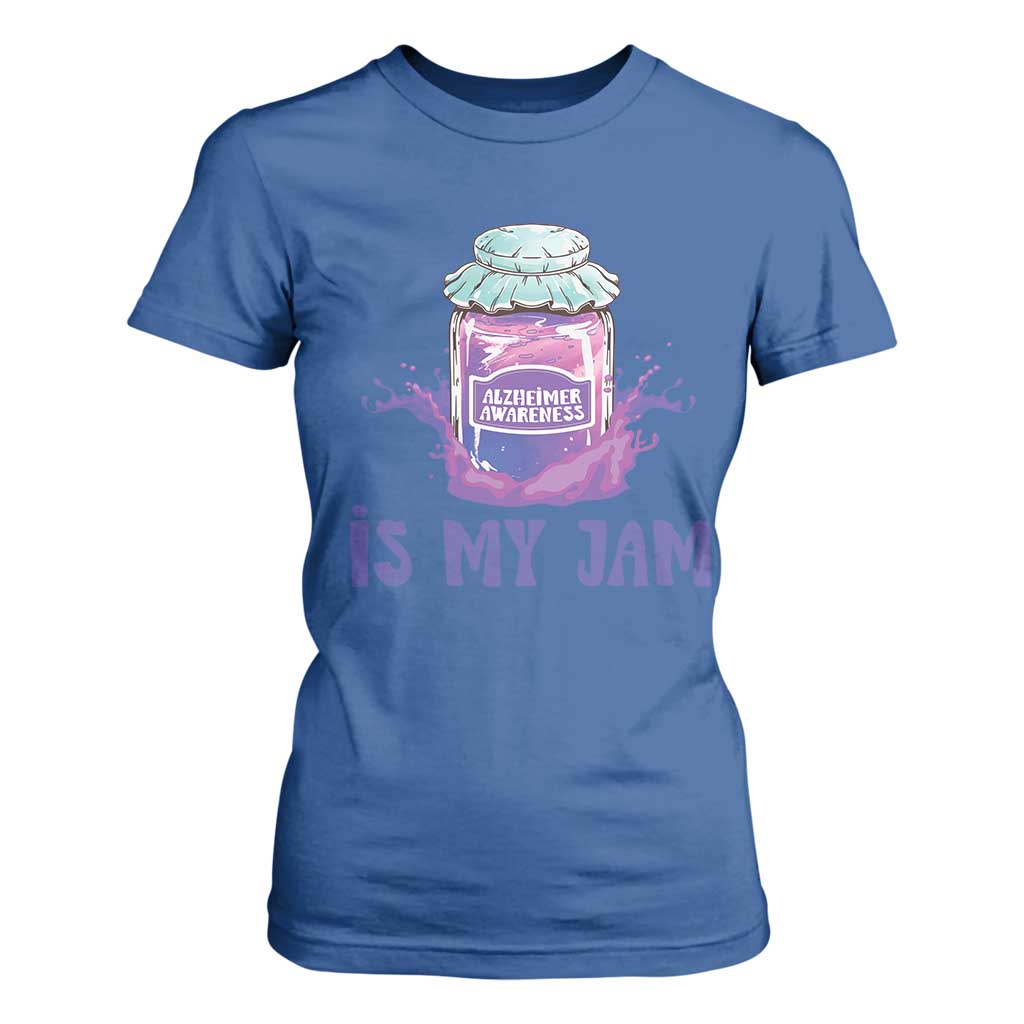 Alzheimer Is My Jam T Shirt For Women Alzheimer Support Funny Saying Quotes Grape Jar