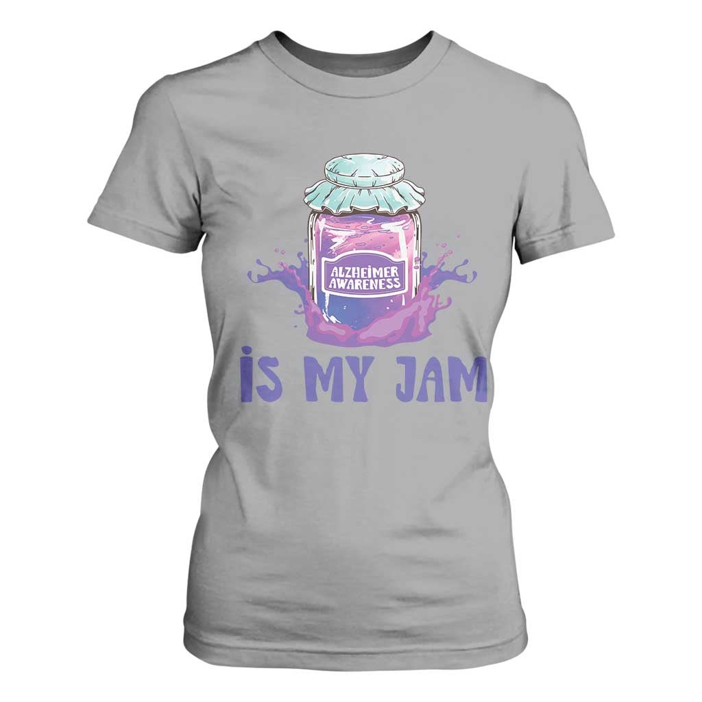 Alzheimer Is My Jam T Shirt For Women Alzheimer Support Funny Saying Quotes Grape Jar