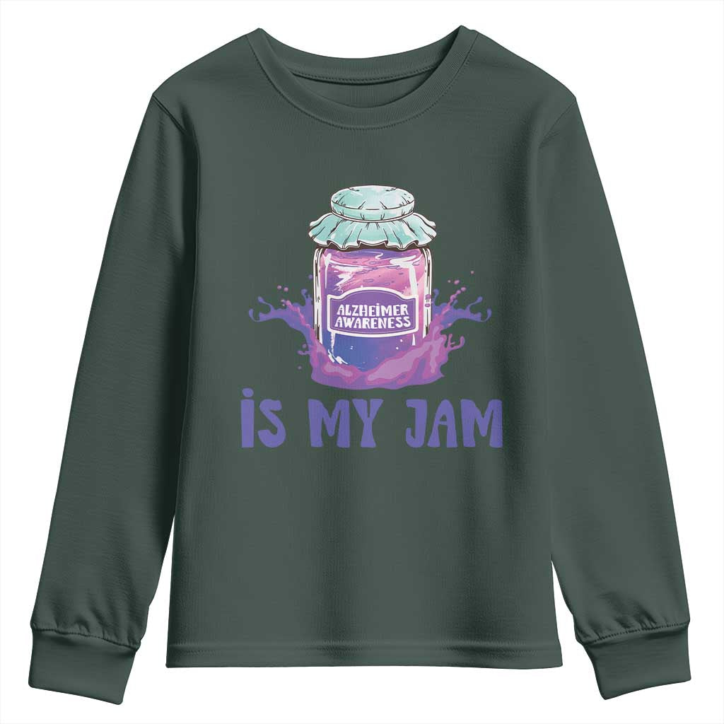 Alzheimer Is My Jam Youth Sweatshirt Alzheimer Support Funny Saying Quotes Grape Jar