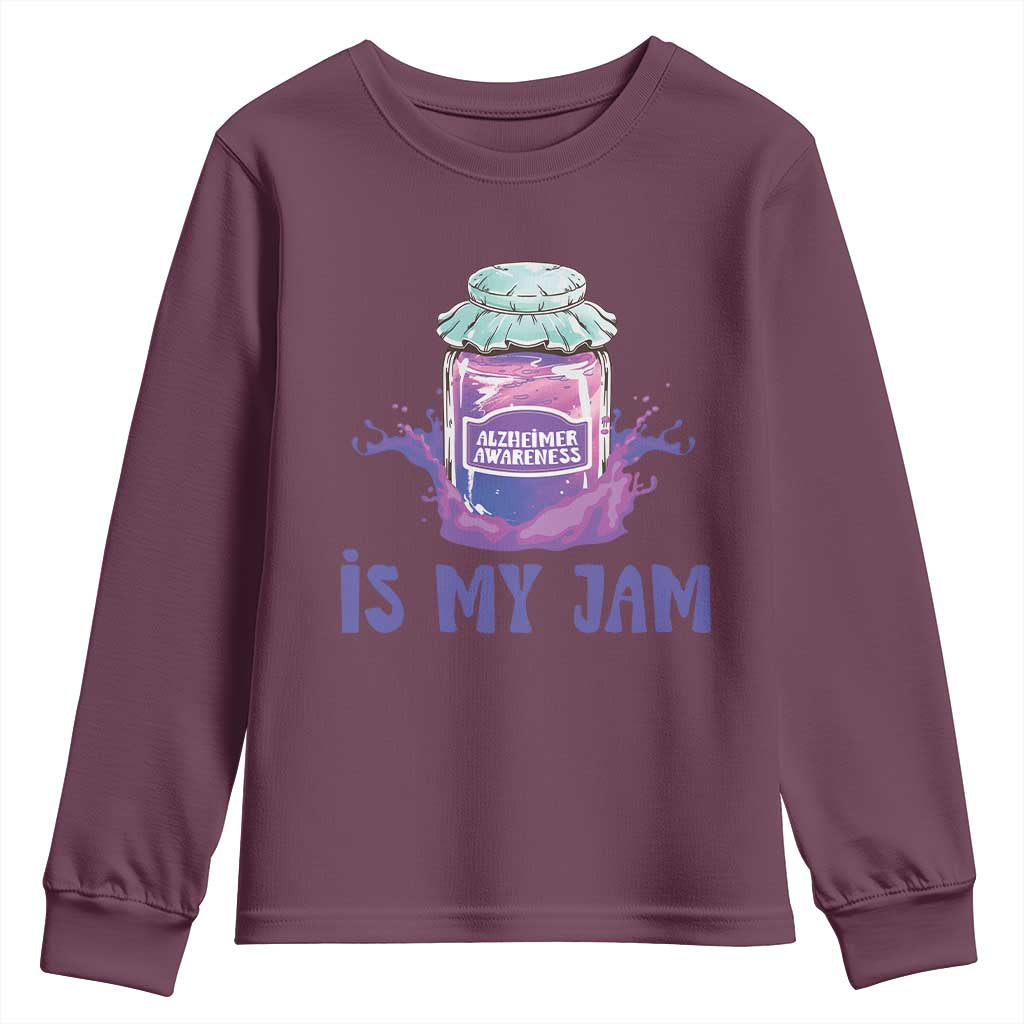Alzheimer Is My Jam Youth Sweatshirt Alzheimer Support Funny Saying Quotes Grape Jar