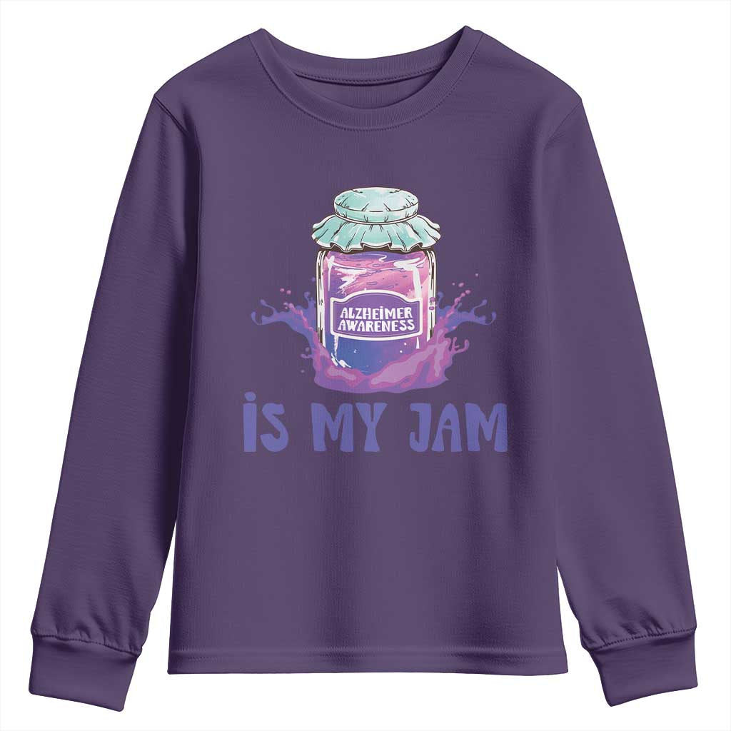 Alzheimer Is My Jam Youth Sweatshirt Alzheimer Support Funny Saying Quotes Grape Jar
