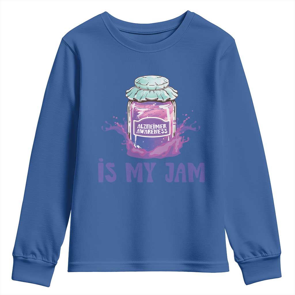 Alzheimer Is My Jam Youth Sweatshirt Alzheimer Support Funny Saying Quotes Grape Jar