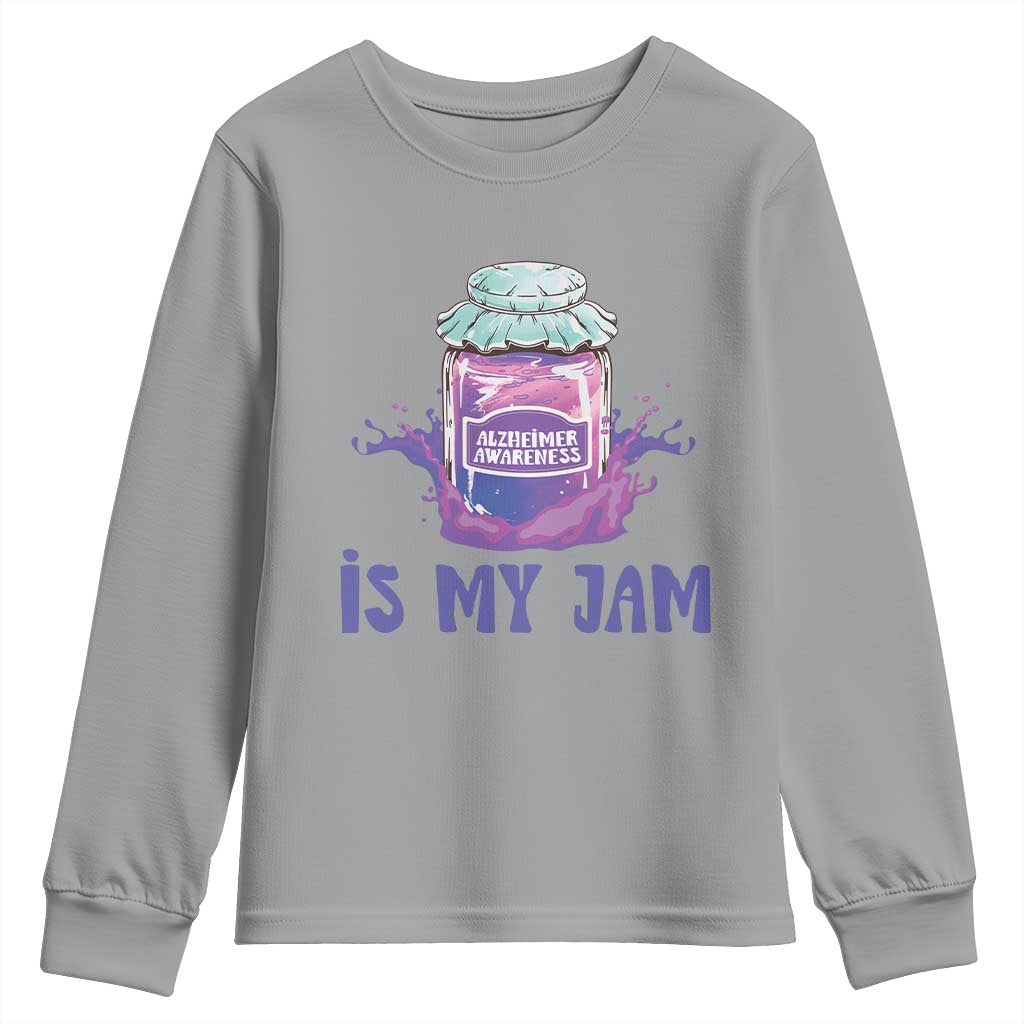 Alzheimer Is My Jam Youth Sweatshirt Alzheimer Support Funny Saying Quotes Grape Jar