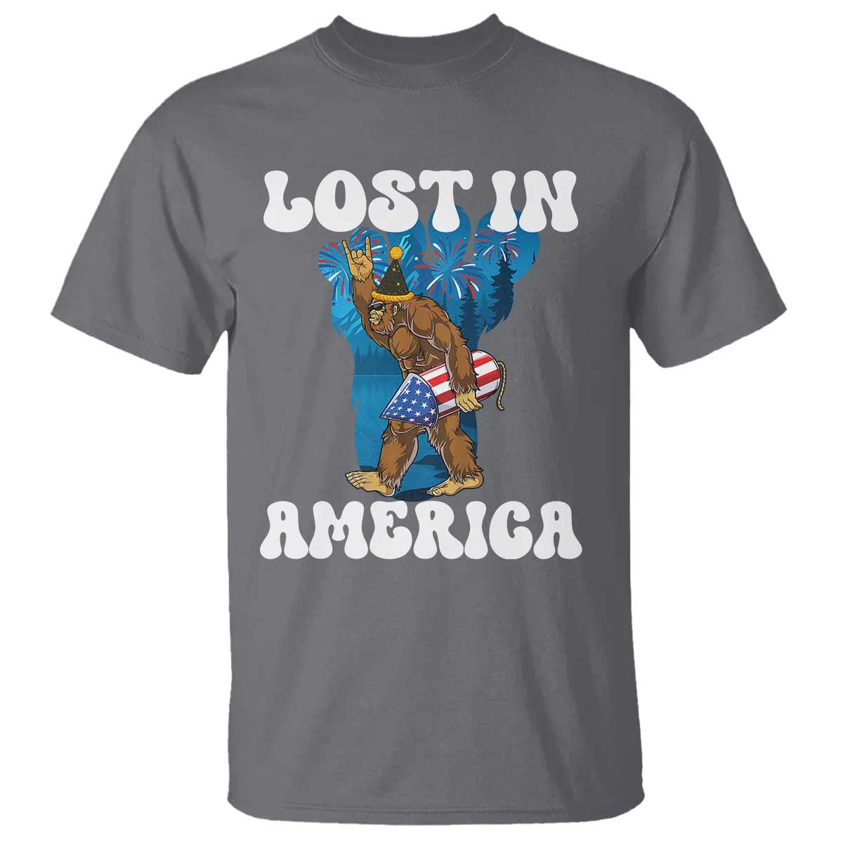 funny-4th-of-july-bigfoot-lost-in-america-t-shirt-patriotic-sasquatch-rocket-footprint-fireworks