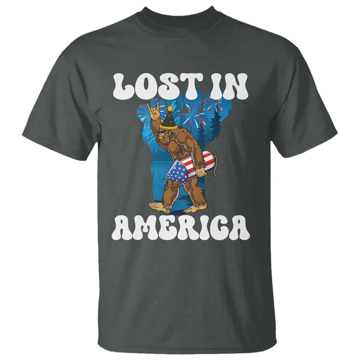 funny-4th-of-july-bigfoot-lost-in-america-t-shirt-patriotic-sasquatch-rocket-footprint-fireworks