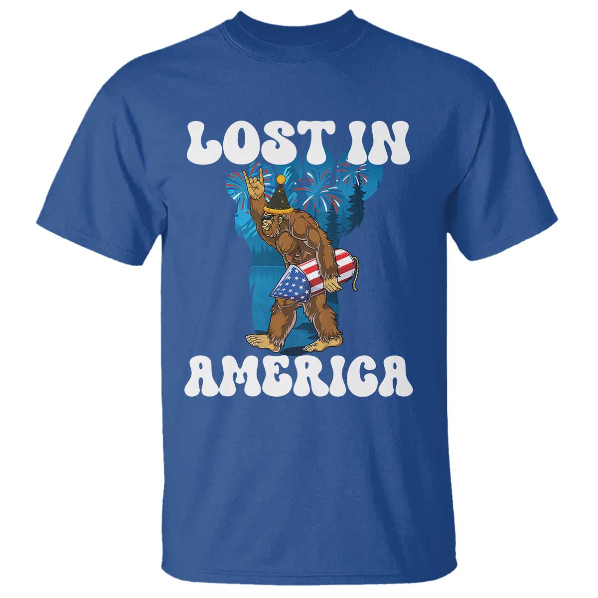 funny-4th-of-july-bigfoot-lost-in-america-t-shirt-patriotic-sasquatch-rocket-footprint-fireworks