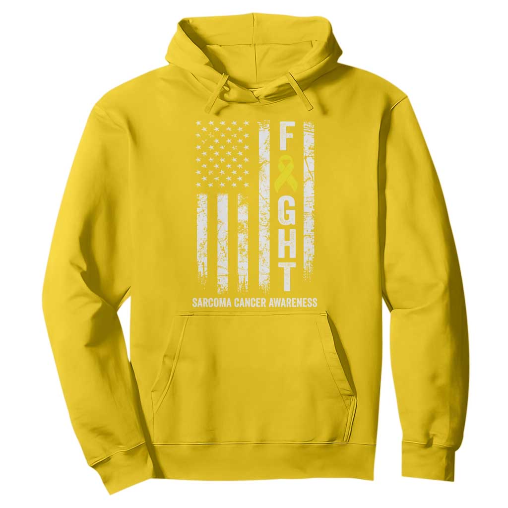 Fight Sarcoma Cancer Support Hoodie Yellow Ribbon Vintage American Flag
