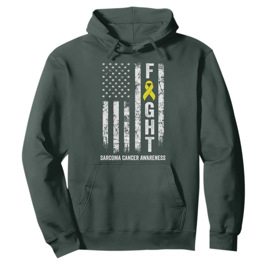 Fight Sarcoma Cancer Support Hoodie Yellow Ribbon Vintage American Flag