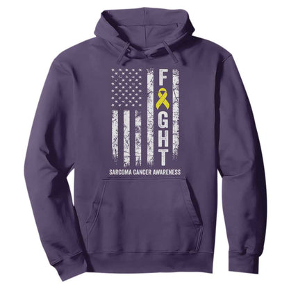 Fight Sarcoma Cancer Support Hoodie Yellow Ribbon Vintage American Flag