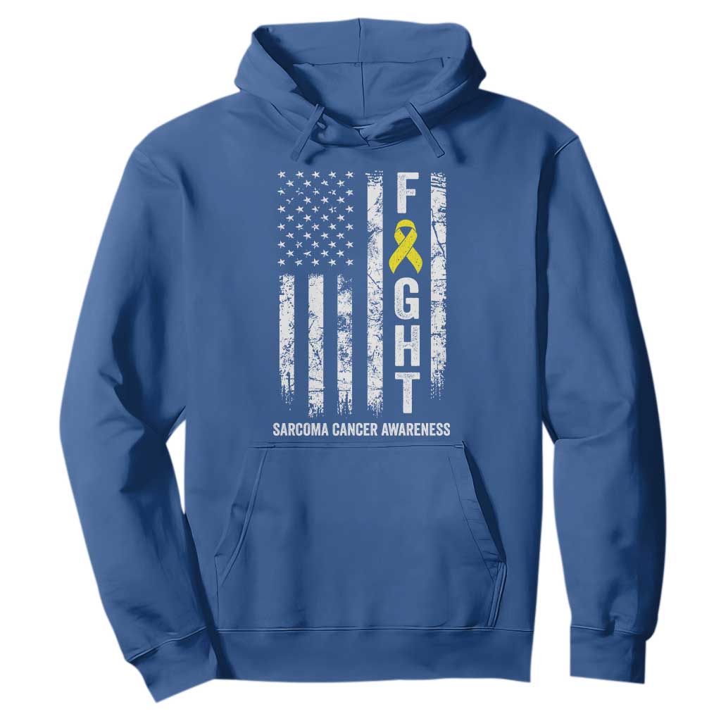 Fight Sarcoma Cancer Support Hoodie Yellow Ribbon Vintage American Flag