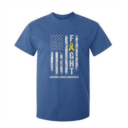 Fight Sarcoma Cancer Support T Shirt For Kid Yellow Ribbon Vintage American Flag