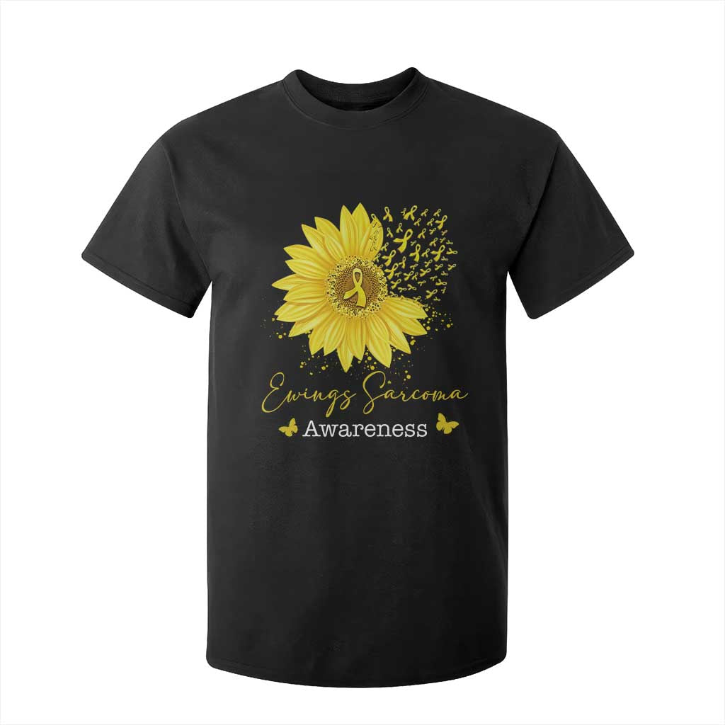 Ewings Sarcoma Support T Shirt For Kid Yellow Flower Petal Ribbons Sunflower