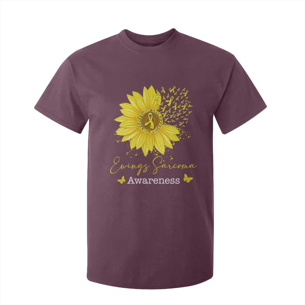 Ewings Sarcoma Support T Shirt For Kid Yellow Flower Petal Ribbons Sunflower