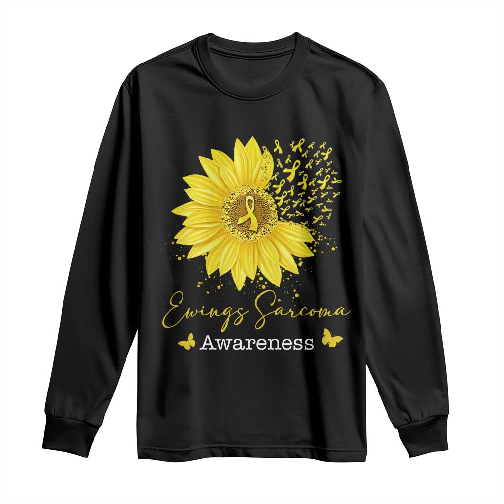 Ewings Sarcoma Support Long Sleeve Shirt Yellow Flower Petal Ribbons Sunflower