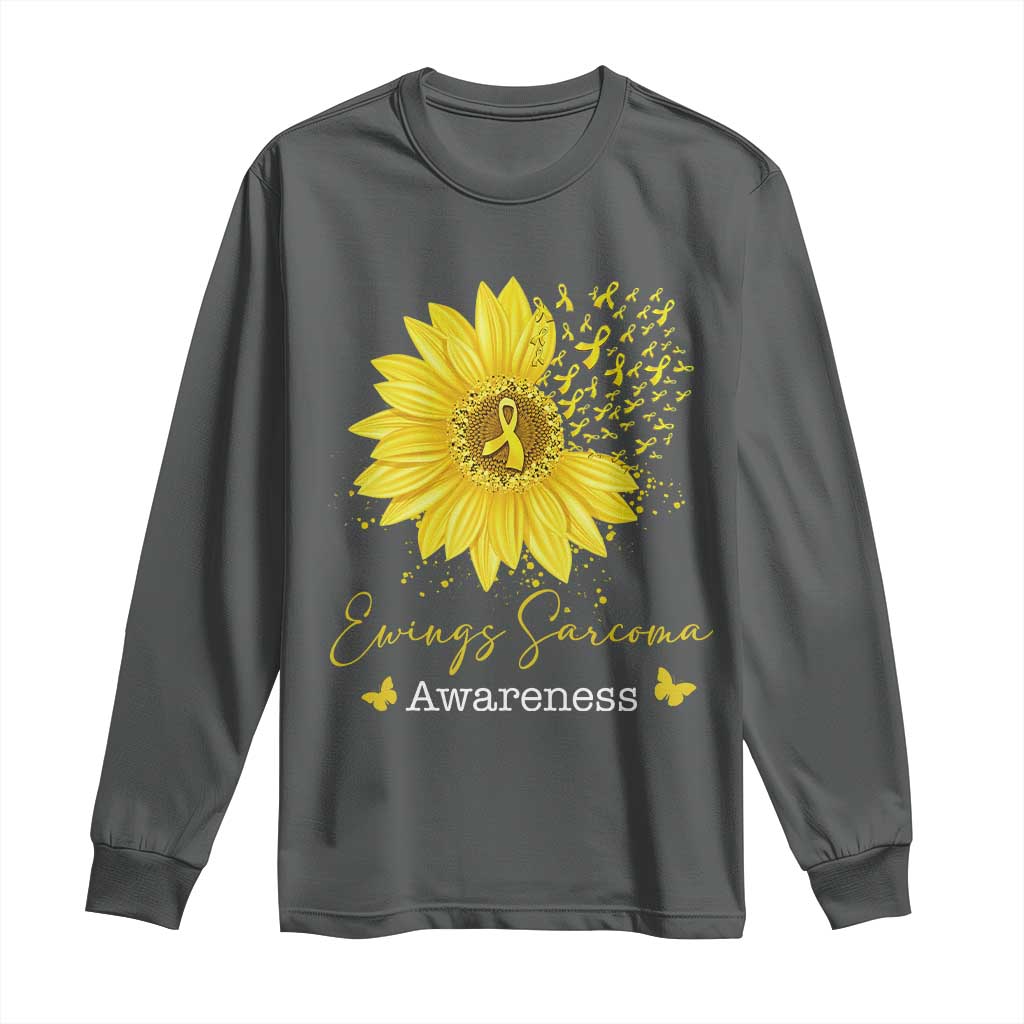 Ewings Sarcoma Support Long Sleeve Shirt Yellow Flower Petal Ribbons Sunflower