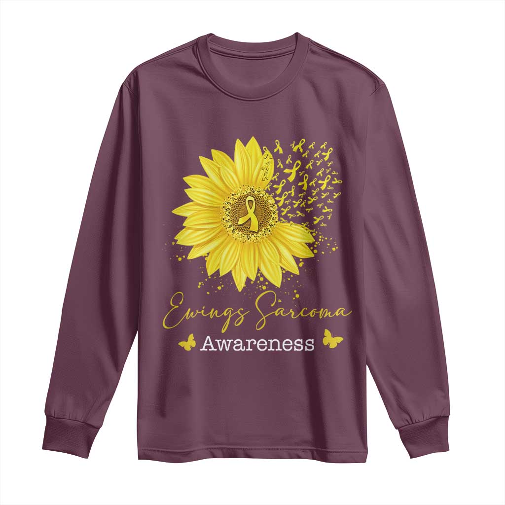 Ewings Sarcoma Support Long Sleeve Shirt Yellow Flower Petal Ribbons Sunflower