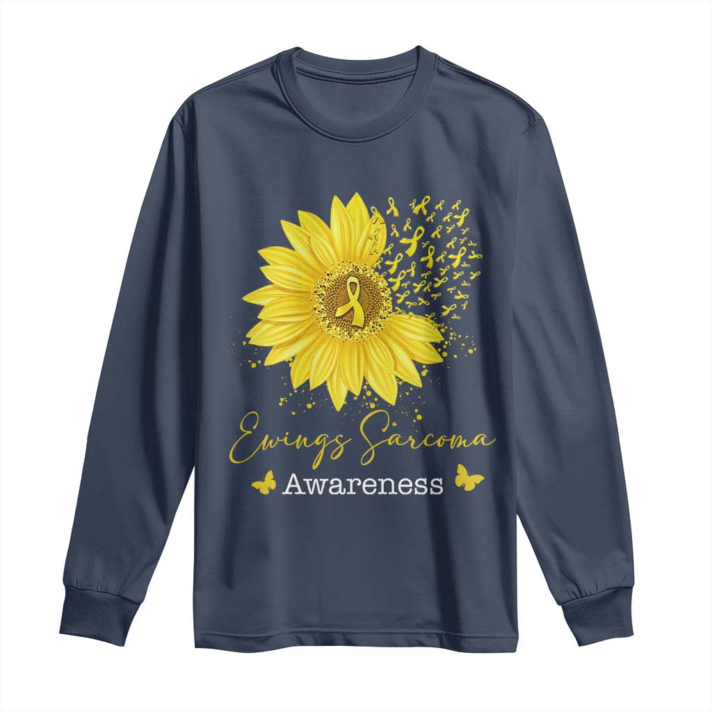 Ewings Sarcoma Support Long Sleeve Shirt Yellow Flower Petal Ribbons Sunflower
