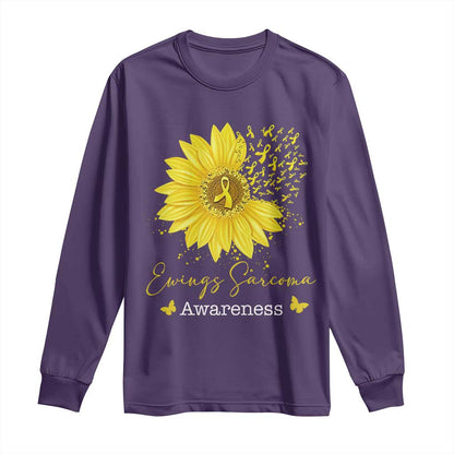 Ewings Sarcoma Support Long Sleeve Shirt Yellow Flower Petal Ribbons Sunflower
