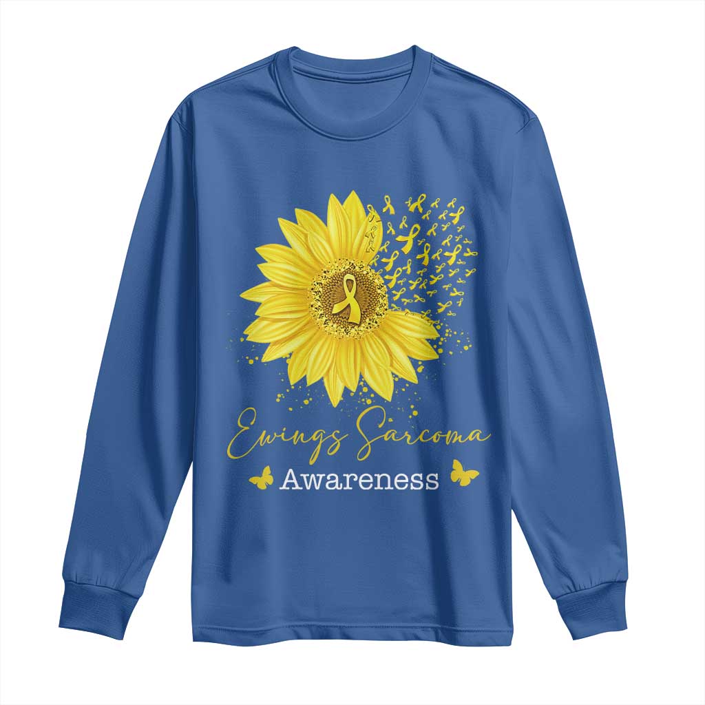 Ewings Sarcoma Support Long Sleeve Shirt Yellow Flower Petal Ribbons Sunflower