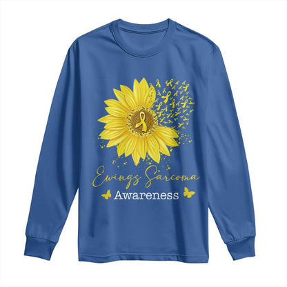 Ewings Sarcoma Support Long Sleeve Shirt Yellow Flower Petal Ribbons Sunflower