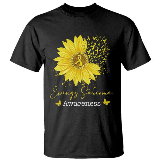 Ewings Sarcoma Support T Shirt Yellow Flower Petal Ribbons Sunflower