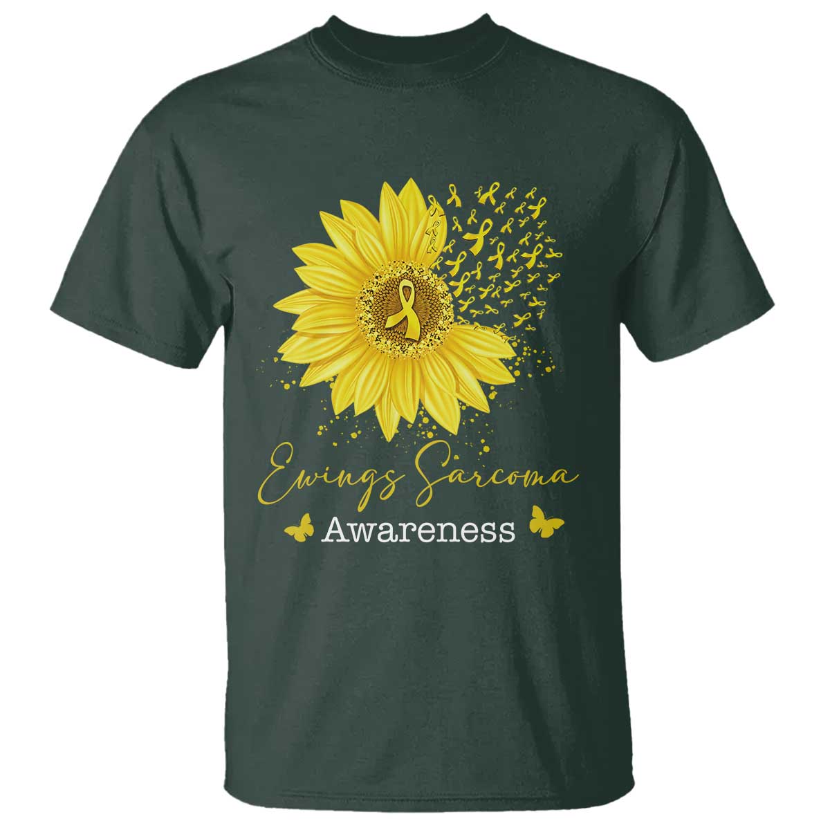 Ewings Sarcoma Support T Shirt Yellow Flower Petal Ribbons Sunflower