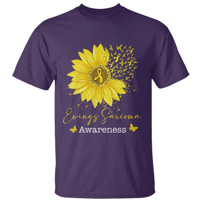 Ewings Sarcoma Support T Shirt Yellow Flower Petal Ribbons Sunflower