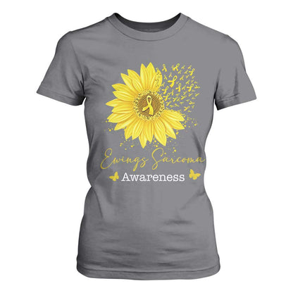 Ewings Sarcoma Support T Shirt For Women Yellow Flower Petal Ribbons Sunflower
