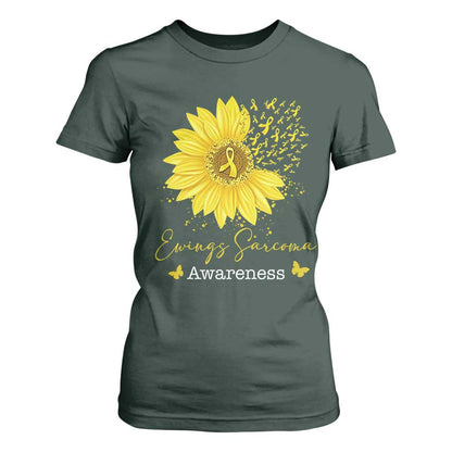 Ewings Sarcoma Support T Shirt For Women Yellow Flower Petal Ribbons Sunflower