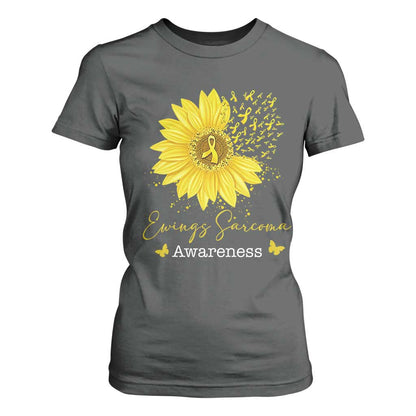 Ewings Sarcoma Support T Shirt For Women Yellow Flower Petal Ribbons Sunflower