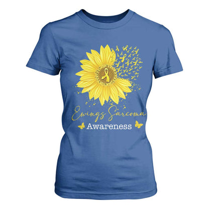 Ewings Sarcoma Support T Shirt For Women Yellow Flower Petal Ribbons Sunflower