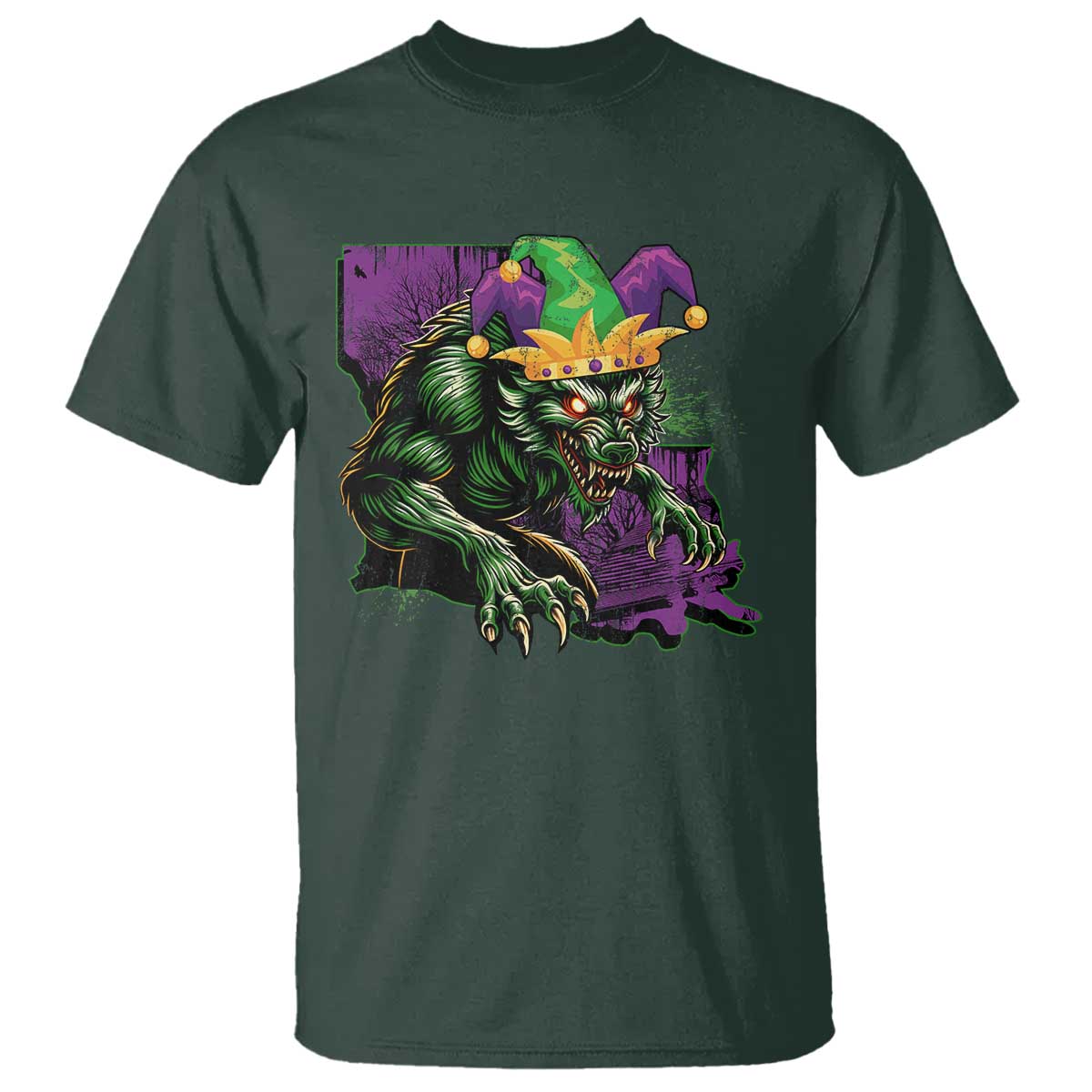 funny-mardi-gras-rougarou-t-shirt-cryptids-of-louisiana-jester-hat