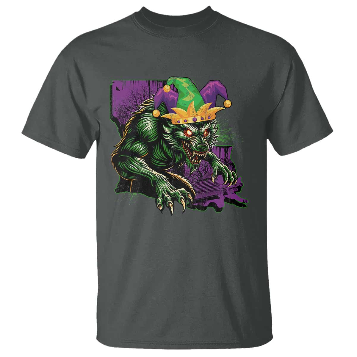 funny-mardi-gras-rougarou-t-shirt-cryptids-of-louisiana-jester-hat