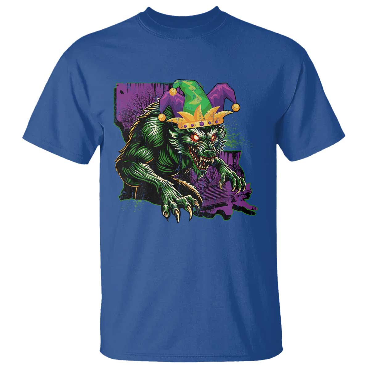 funny-mardi-gras-rougarou-t-shirt-cryptids-of-louisiana-jester-hat