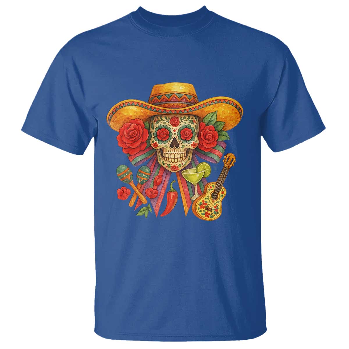 funny-cinco-de-mayo-sugar-skull-sombrero-hat-bow-t-shirt