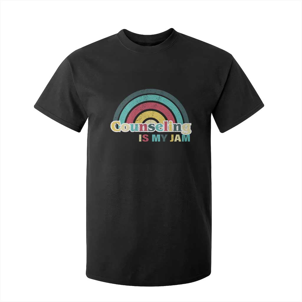 Mental Illness Support T Shirt For Kid Couseling Is My Jam Retro Groove Rainbow