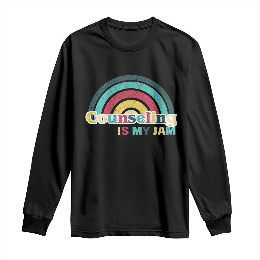 Mental Illness Support Long Sleeve Shirt Couseling Is My Jam Retro Groove Rainbow